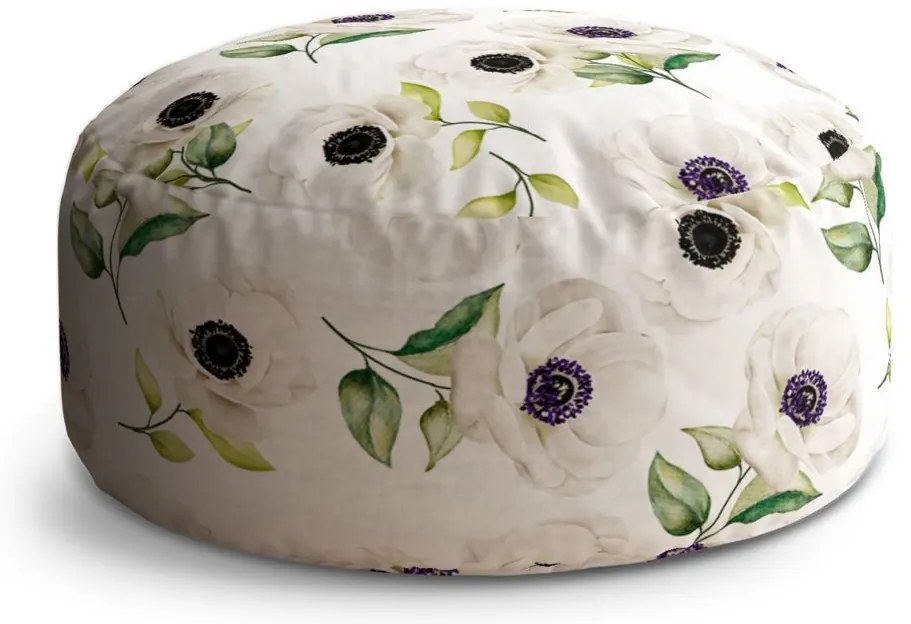 Taburet Circle biele sasanky, krémová