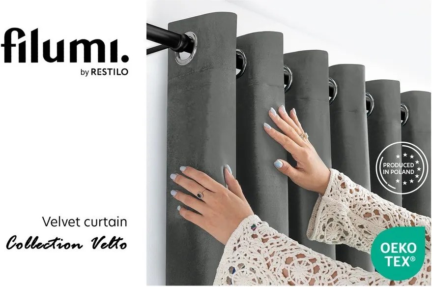 Tmavosivý zamatový dimout záves 200x225 cm Velto – Filumi