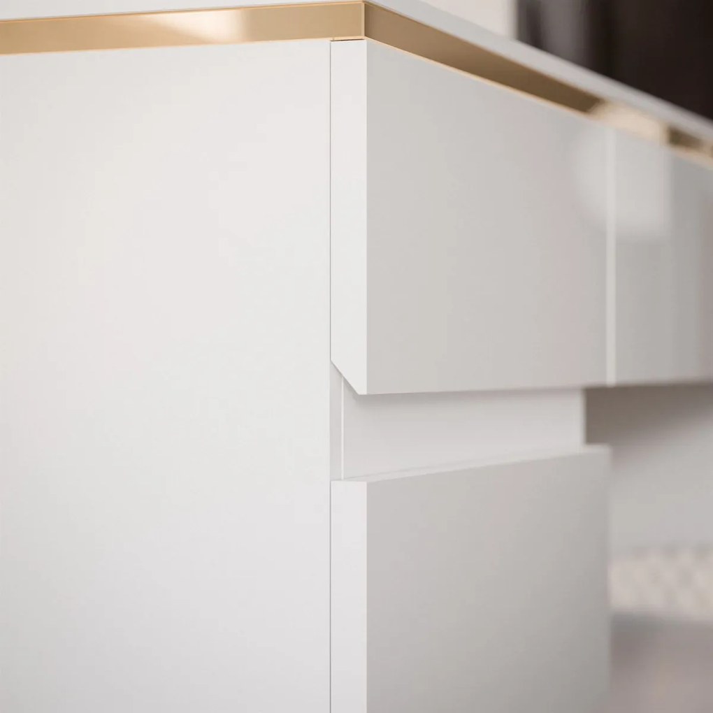 PISACÍ STÔL NESSIE BIELY LESK + ZLATÝ 120 cm