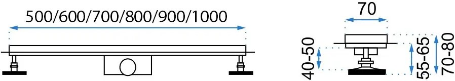 Rea Neo Pro, 50cm lineárny odtokový žľab 2v1 s 360stupňovým sifónom, čierna, REA-G0999