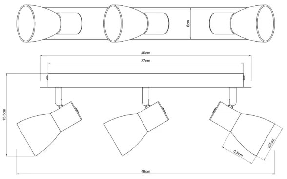 Globo 54307-3 - Bodové svietidlo CLAUDE 3xE14/40W/230V čierna