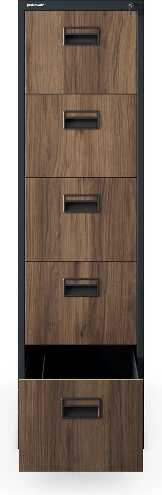 Kovová kartotéková skriňa s 5 zásuvkami, antracitová/orechová, 460x1625.5x620 mm: SARA Eco Design