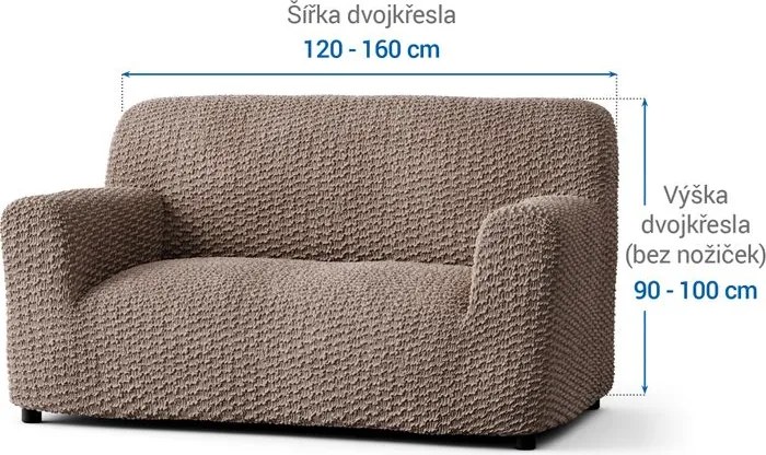 Bielastické poťahy MOSAICO orieškové dvojkreslo (š. 120 - 160 cm)