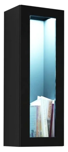 Vitrína 90 sklo Zigo, Osvetlenie: osvetlenie LED biele, Farby: šedý / šedý lesk