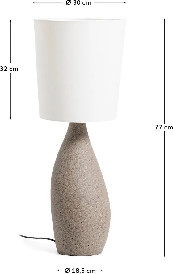 Biela/svetlosivá stolová lampa s textilným tienidlom (výška 77 cm) Viona – Kave Home