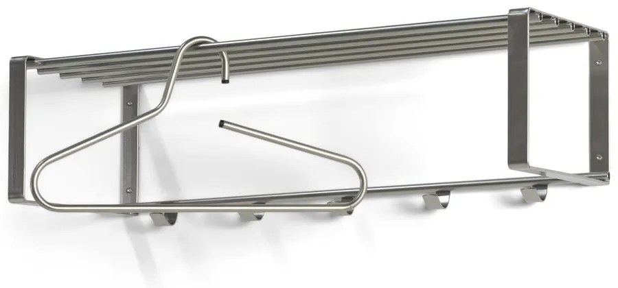 Kovový nástenný vešiak v striebornej farbe s poličkou Rex – Spinder Design