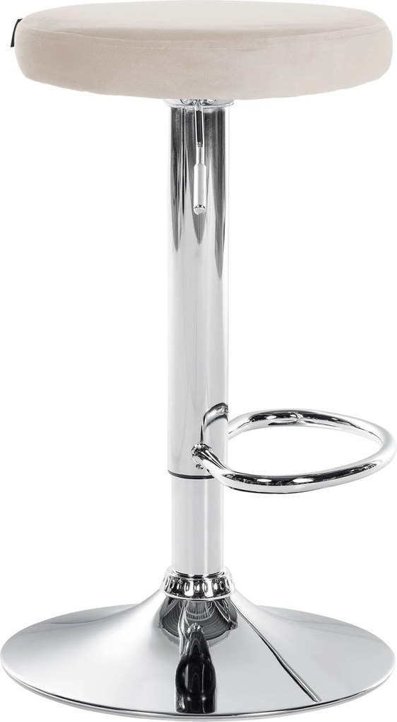 Barová stolička Ponte - zamat, chróm rám - Krémová