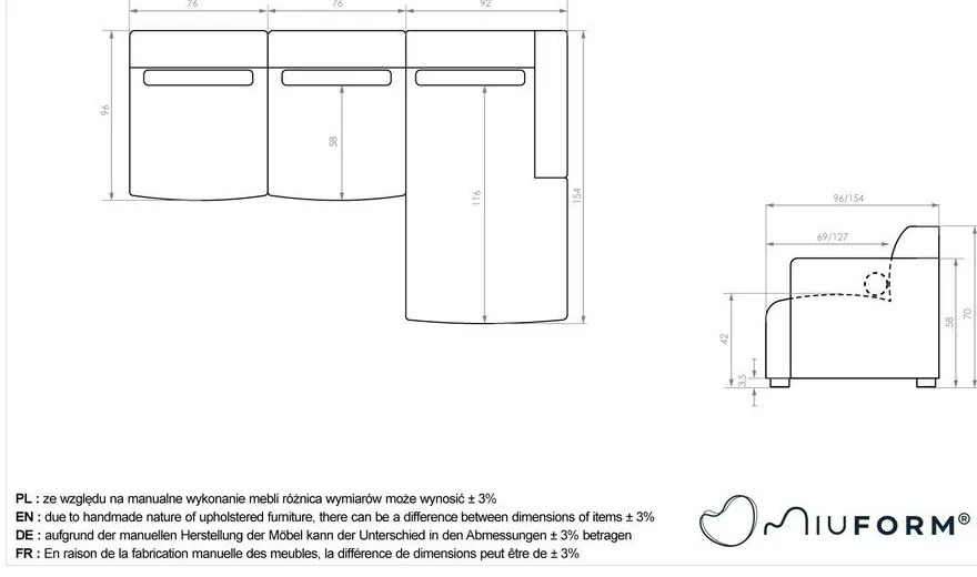 Svetlosivá rohová pohovka (pravý roh) Flex Felix – Miuform