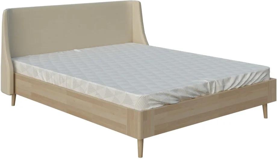 Béžová dvojlôžková posteľ PreSpánok Lagom Side Wood, 140 x 200 cm