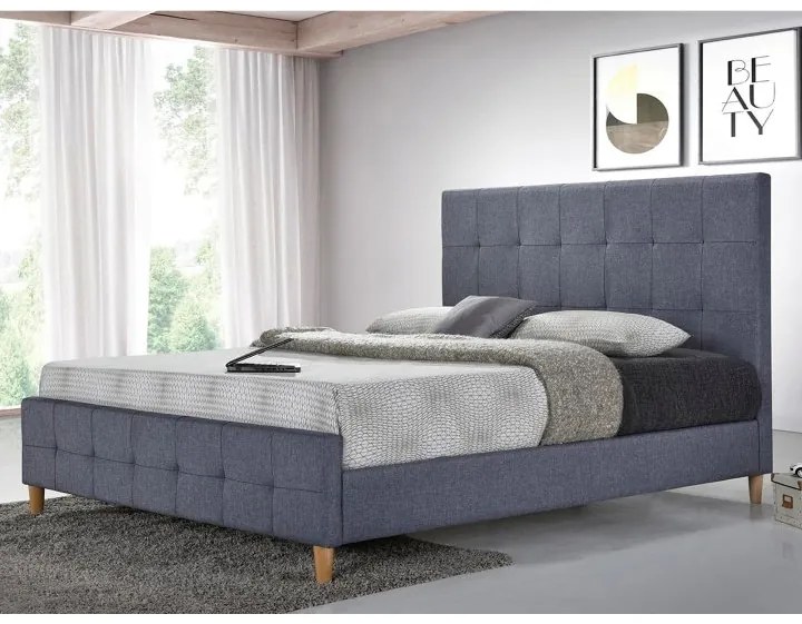 Kondela Manželská posteľ, BALDER NEW, sivá, 160x200