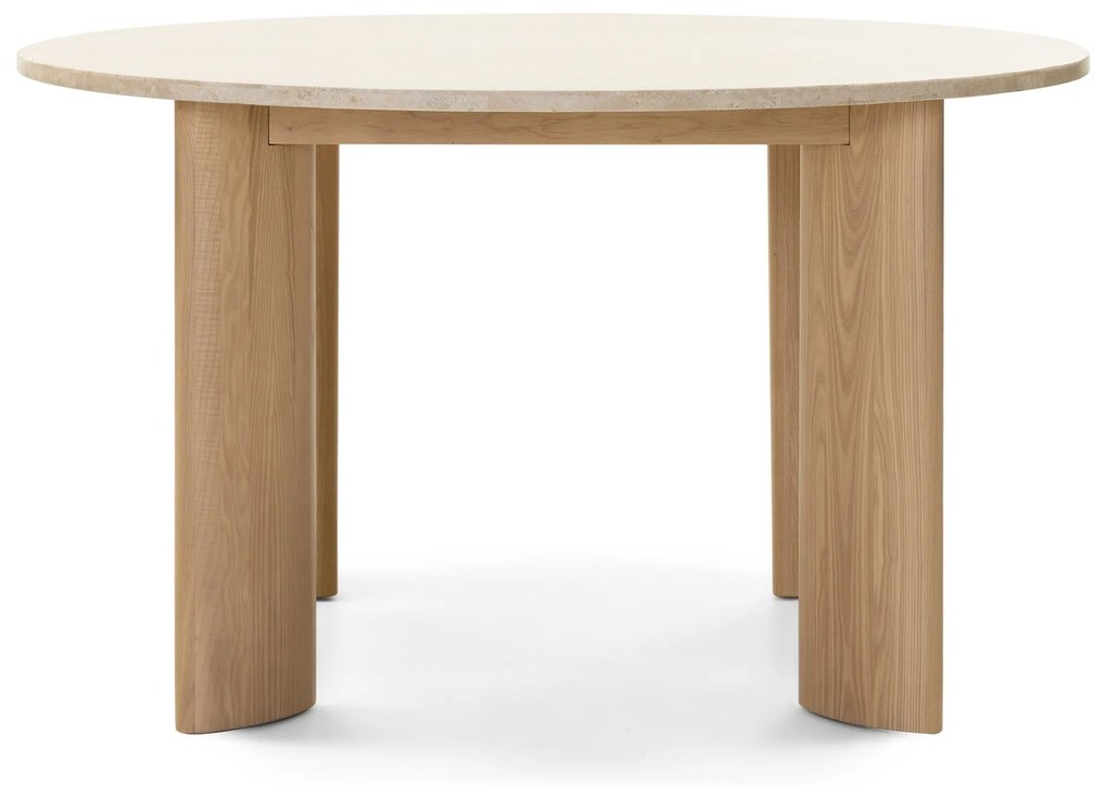 Jídelní stůl Rimley 130 cm z masivu jasan/travertin