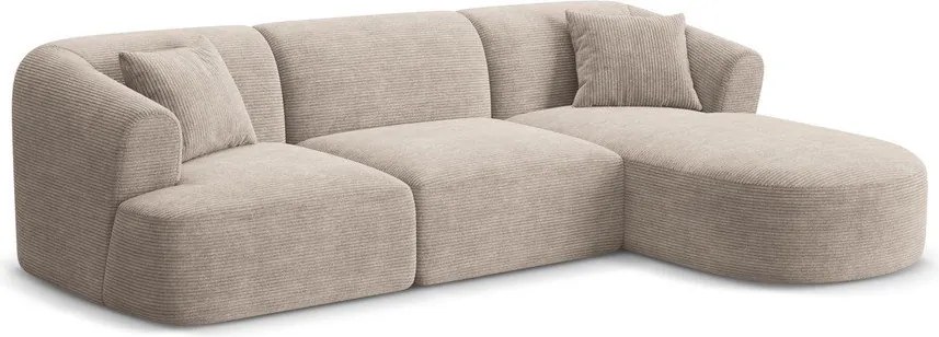 Svetlohnedá menčestrová rohová pohovka (pravý roh/s leňoškou) Campi – Cosmopolitan Design