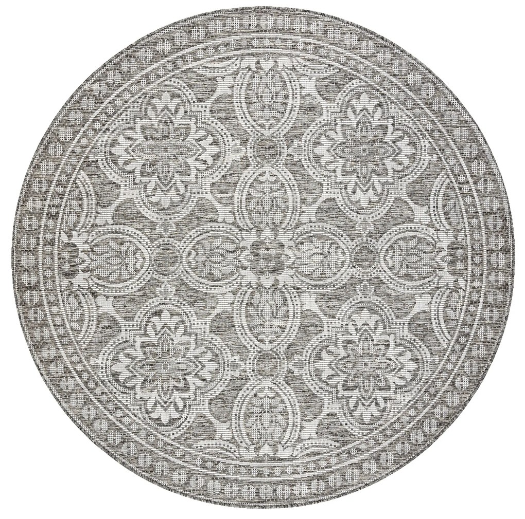 Šnúrkový okrúhly koberec SIZAL LOFT 21193 BOHO slonovinová kosť - sivý