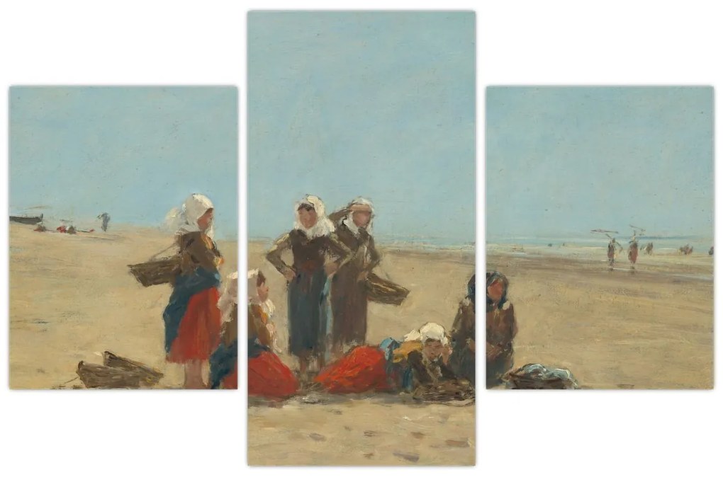 Obraz - Eugène Boudin, Women on the Beach at Berck, reprodukcia (90x60 cm)