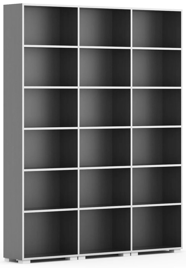 Knižnica SILVER LINE, 3 stĺpce, 2230 x 1800 x 400 mm, grafit