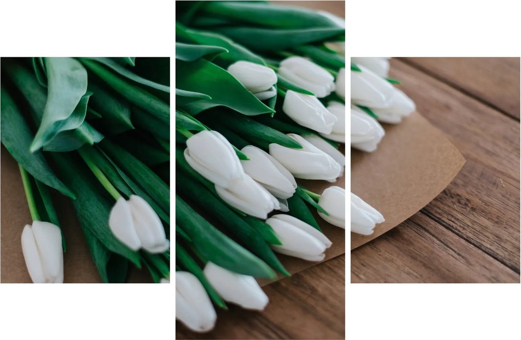 Obraz kytice bielych tulipánov (90x60 cm)