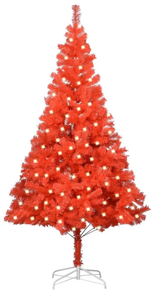 Umelý vianočný stromček s LED a podstavcom červený 240 cm PVC 3077430