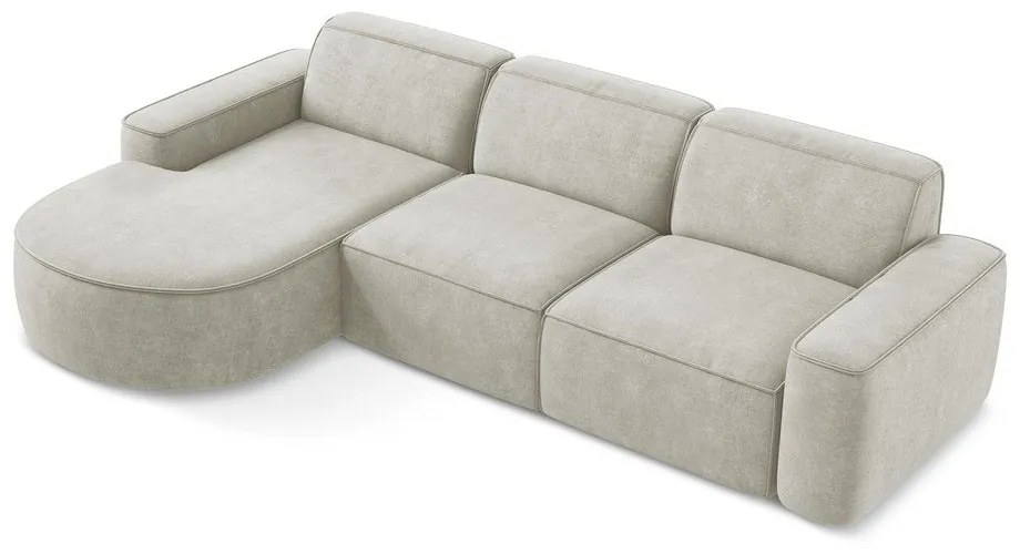 Krémová ženilková rohová pohovka (ľavý roh/s leňoškou) Omao – Makamii