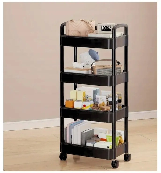 Regál na kolieskach POZIO 39x27x95 cm čierny