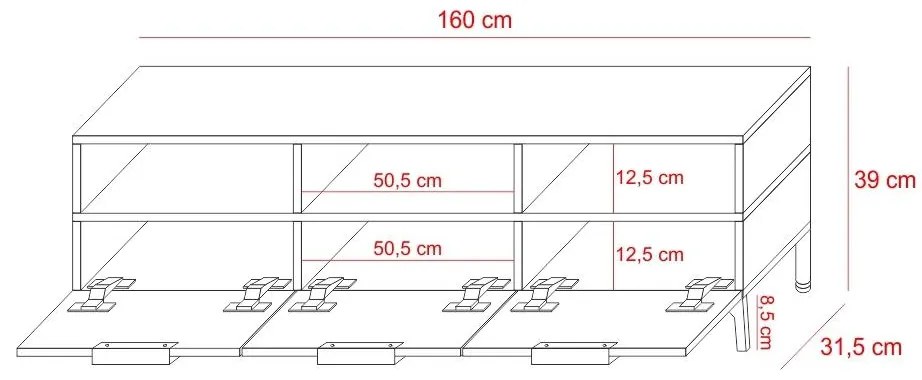 TV skrinka/stolík Ricko  (biela + dub wotan). Akcia -20%. Vlastná spoľahlivá doprava až k Vám domov. 1098652