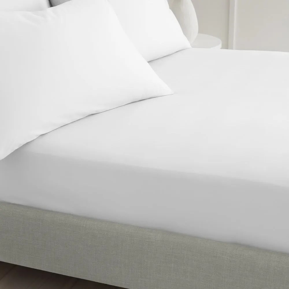 Biela napínacia plachta z bavlneného perkálu 90x190 cm Cotton Percale – Bianca