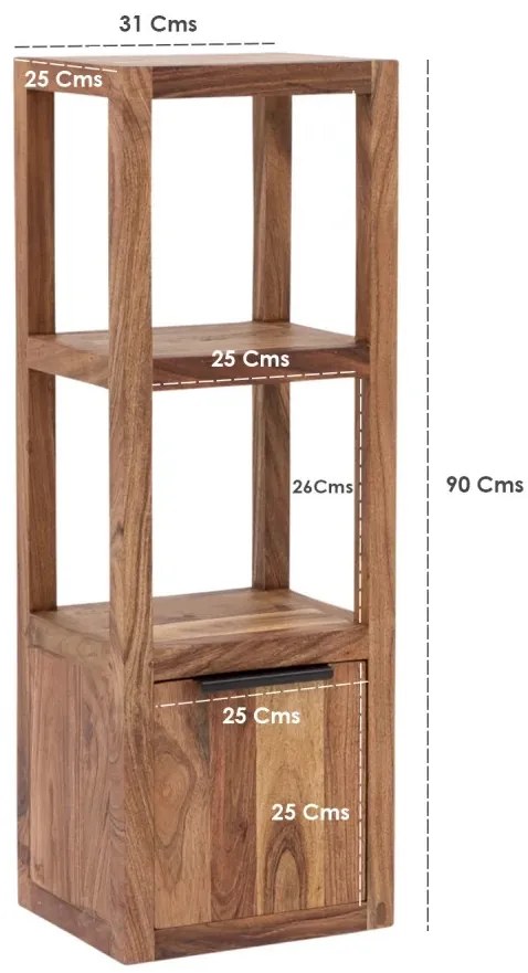 furniture-nabytek.cz - Masivní koupelnová závěsná skříňka Sydney z akácie, lakovaná, hnědá – 31×25×90 cm