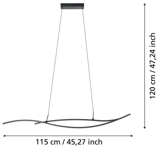 Eglo 901207 - LED Luster na lanku GRISOLIA LED/20W/230V 4000K čierna