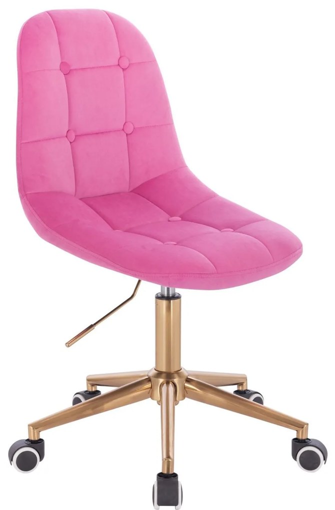 LuxuryForm DESIGN Stolička SAMSON VELUR na zlaté podstave s kolieskami - ružová