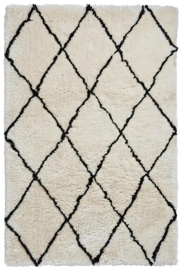 Béžovo-čierny ručne tuftovaný koberec Think Rugs Morocco Ivory &amp; Black, 200 × 290 cm