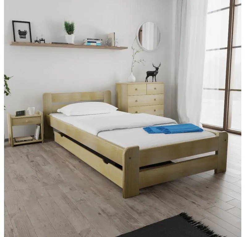 Posteľ Laura 90 x 200 cm, borovica Rošt: S latkovým roštom, Matrac: Matrac COCO MAXI 20 cm