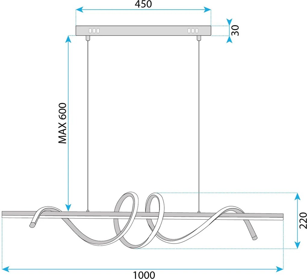 Toolight Toolight, LED závesné svietidlo 100cm, 70W, 4500lm, G065-CP, zlatá, OSW-08698