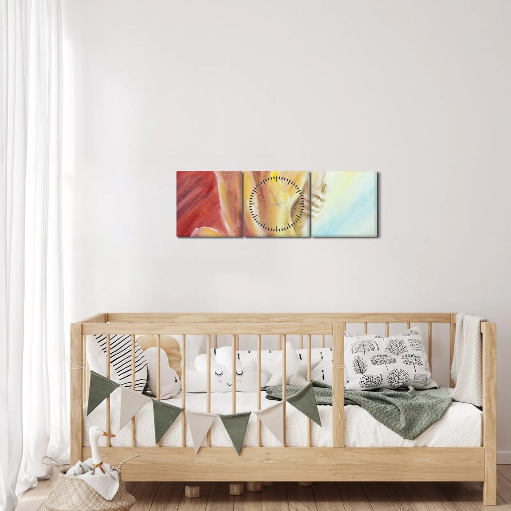 Obraz odpočívajúce ženy, olejomaľba (s hodinami) (90x30 cm)