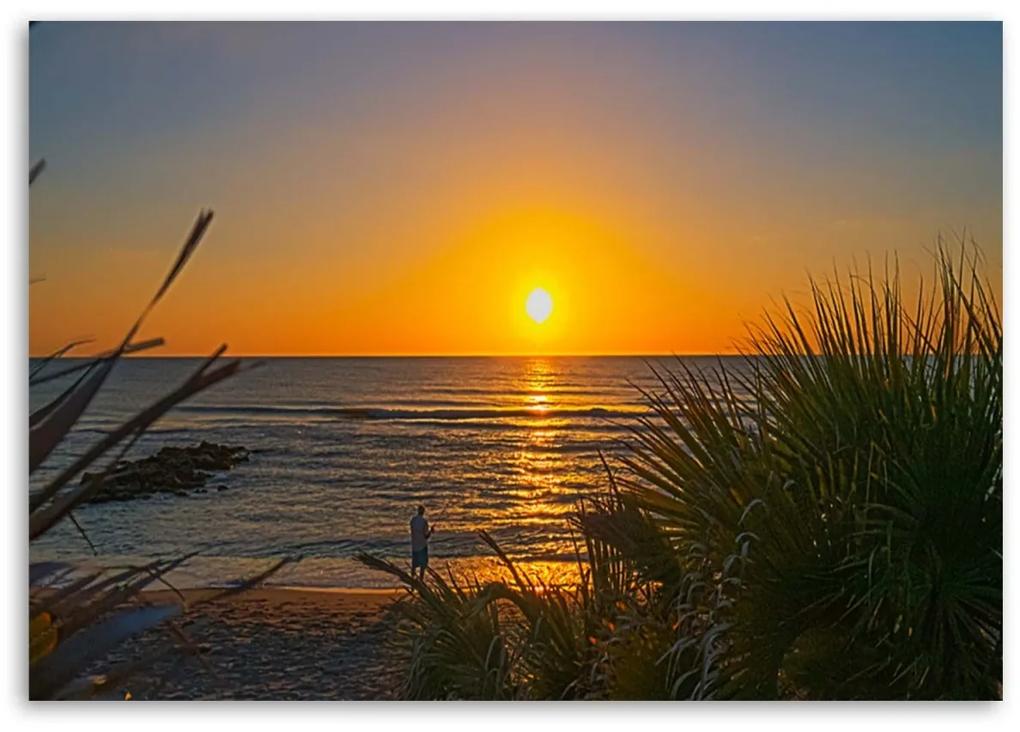 Obraz na plátně Plážová tráva při západu slunce - 120x80 cm