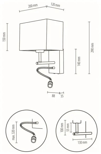 Spot-Light 57290974 - LED flexibilné svietidlo BOHO 1xE27/25W + LED/1W/230V dub
