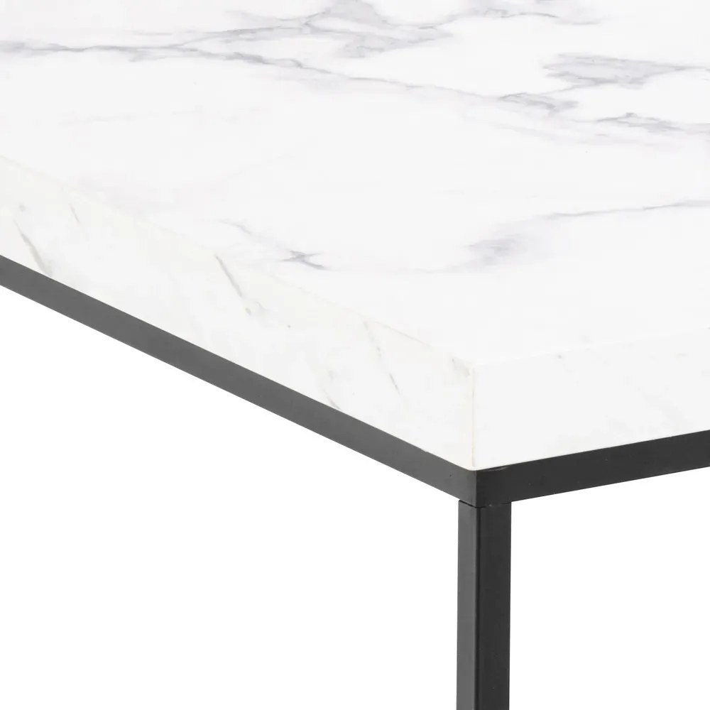Konferenčný stolík Barossa 60 cm biely mramor/čierny