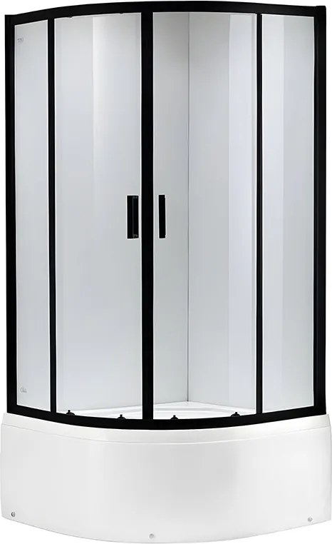 BPS-koupelny Štvrťkruhový sprchový kút MAJA BL 90x90 cm, čierna/transparent v sete s hlbokou sprchovou vaničkou