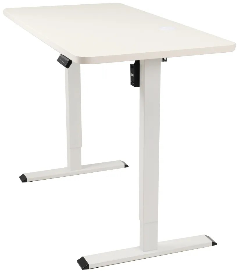 Výškovo nastaviteľný elektrický stôl BestBerg BBAT-14WW / rozmer 140x70 cm / výška 93,4-125,4 cm / biely