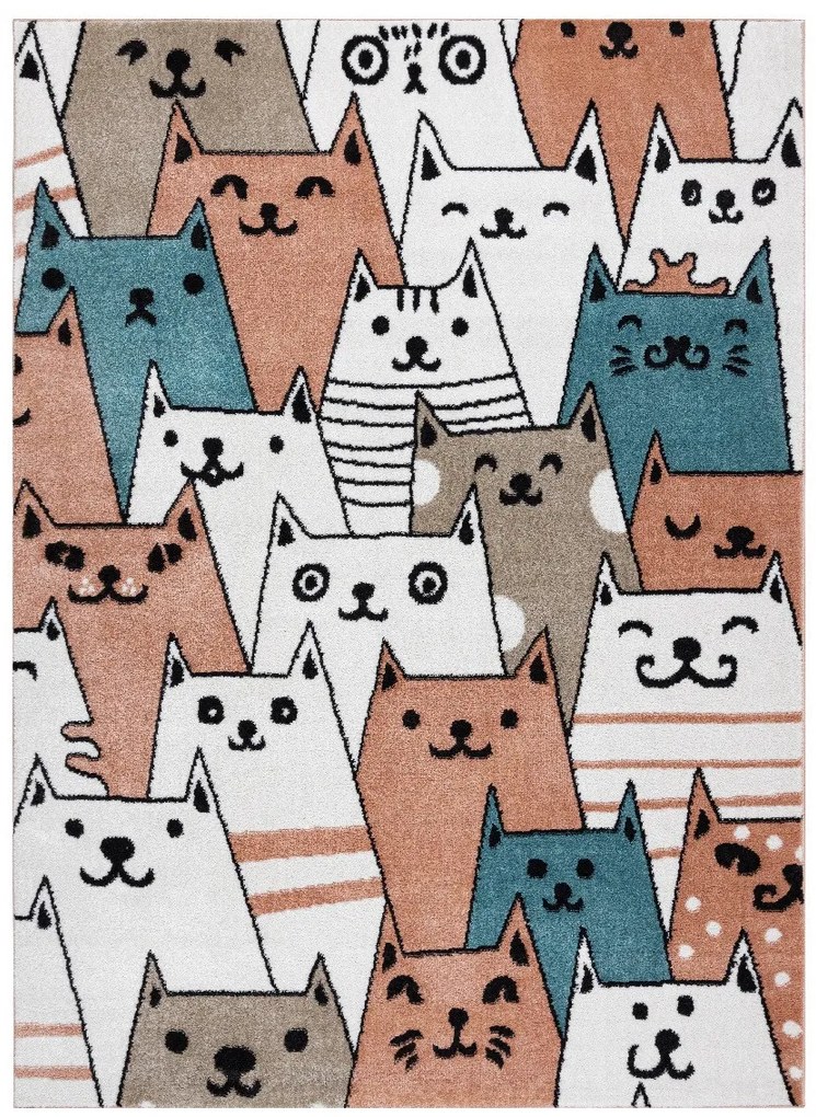Dywany Łuszczów Detský kusový koberec Fun Gatti Cats pink - 140x190 cm