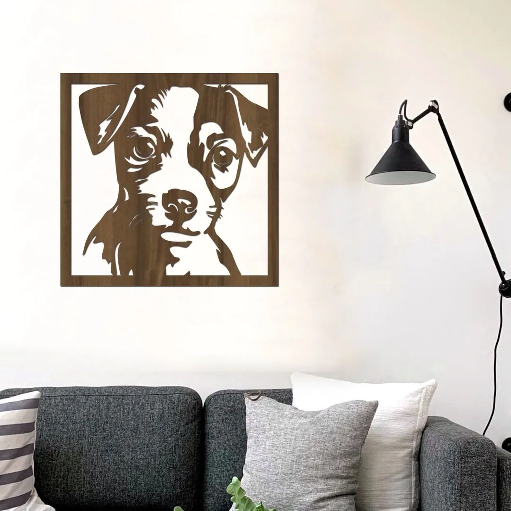 dřevo života Drevená dekorácia psíka Jack Russel teriér Rozmery - cm: 60x60, Zvoľte farbu dekoru: Bílá