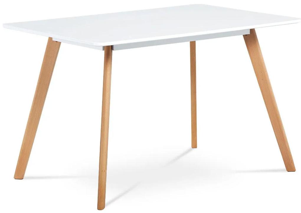 Autronic -  Jedálenský stôl DT-605 WT, 120x80 cm, biela matná MDF, masiv buk
