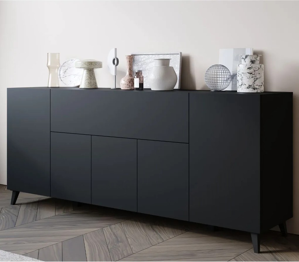 Komoda 180 cm čierna Phuket laminát
