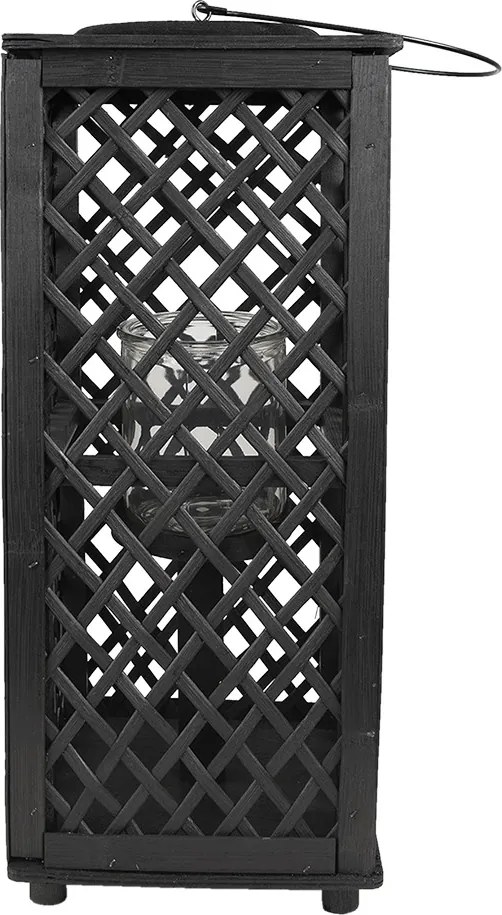 Čierny drevený závesný lampáš Bamboo - 21*21*50 cm