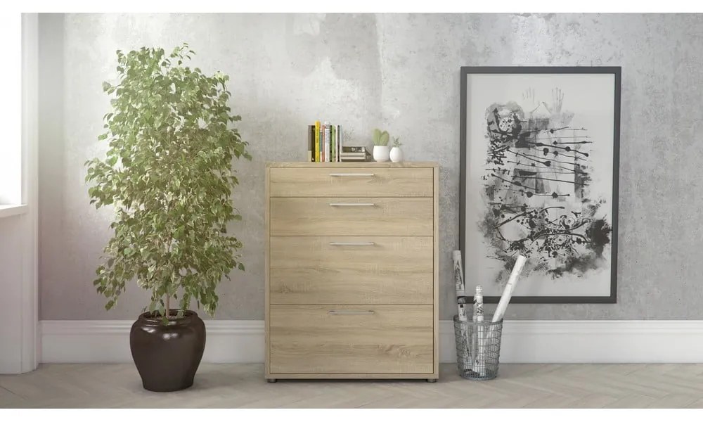 Modulárna knižnica v dekore duba v prírodnej farbe 89x113 cm Prima – Tvilum