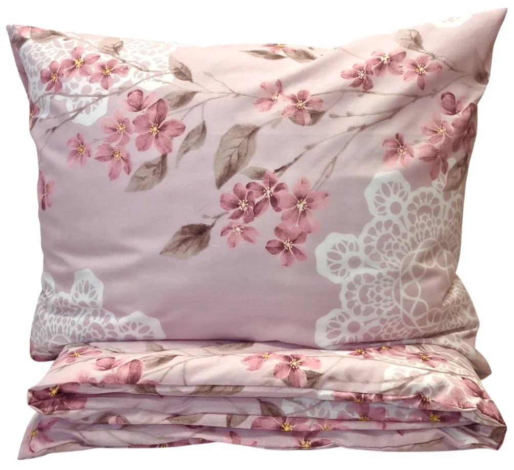 Obliečky bavlnené Laura Ružová 200x140cm+90x70cm TiaHome