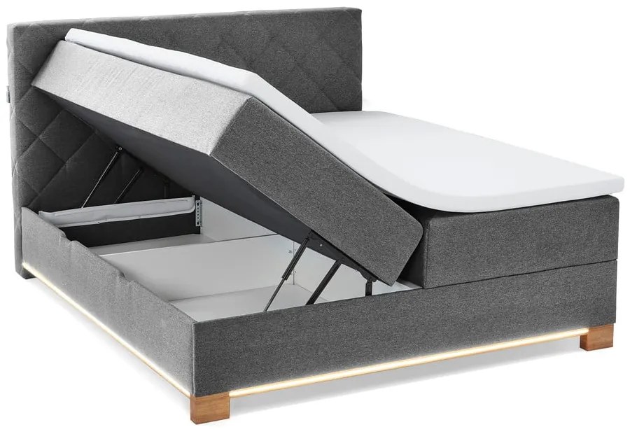 Sivá boxspring posteľ s úložným priestorom 180x200 cm Messina – Meise Möbel