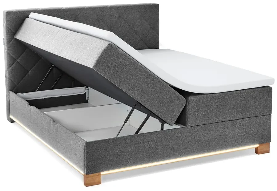 Sivá boxspring posteľ s úložným priestorom 180x200 cm Messina – Meise Möbel