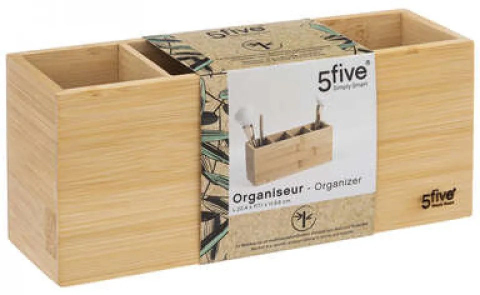 5Five® Bambusový organizér, stojan, 4 přihrádky na stojící předměty, SELENA