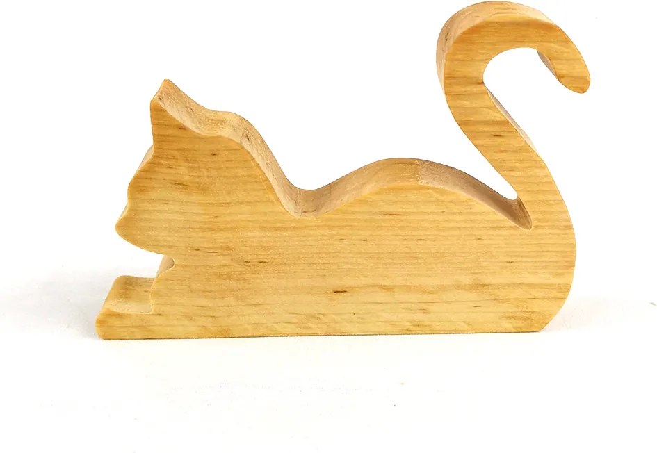 AMADEA Drevená dekorácia mačka ležiaca, masívne drevo, 15x10,5x2,5 cm