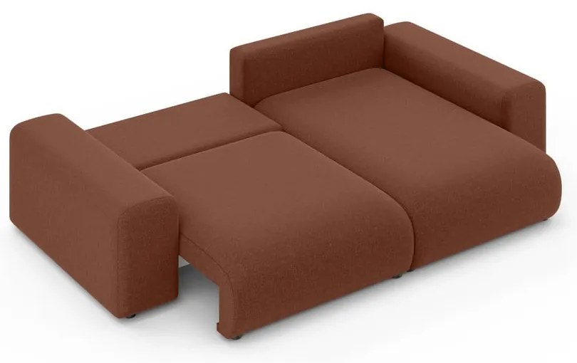 Rozkladacia rohová pohovka s úložným priestorom v tehlovej farbe (variabilný roh) Luma – Ropez