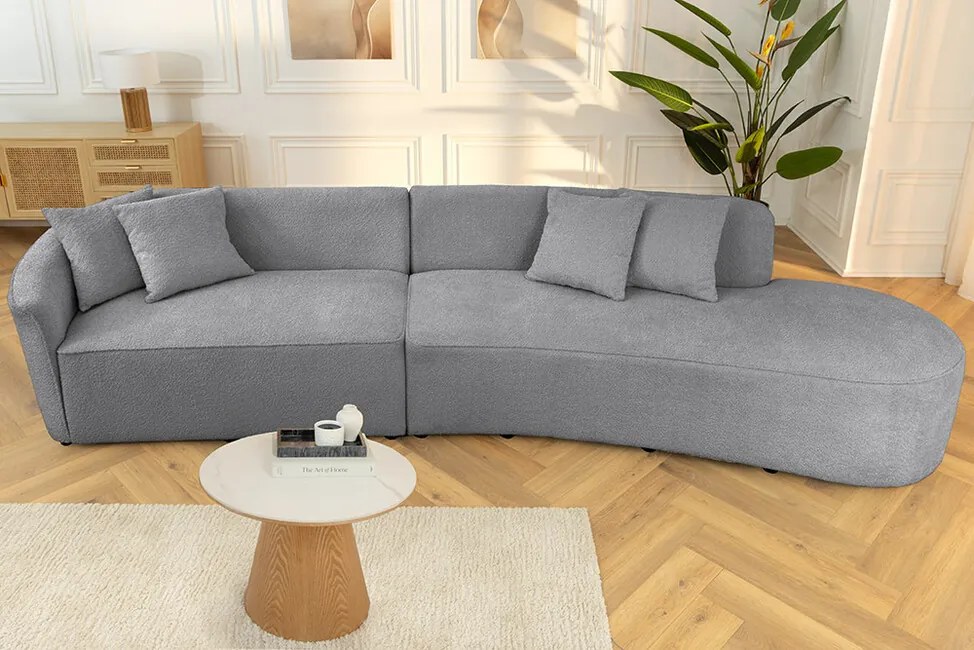 Moderná pohovka Ondine šedá bouclé 330cm